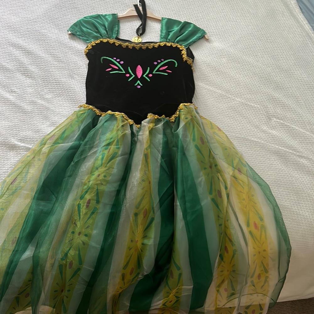 Anna Frozen costume Dress with black necklace